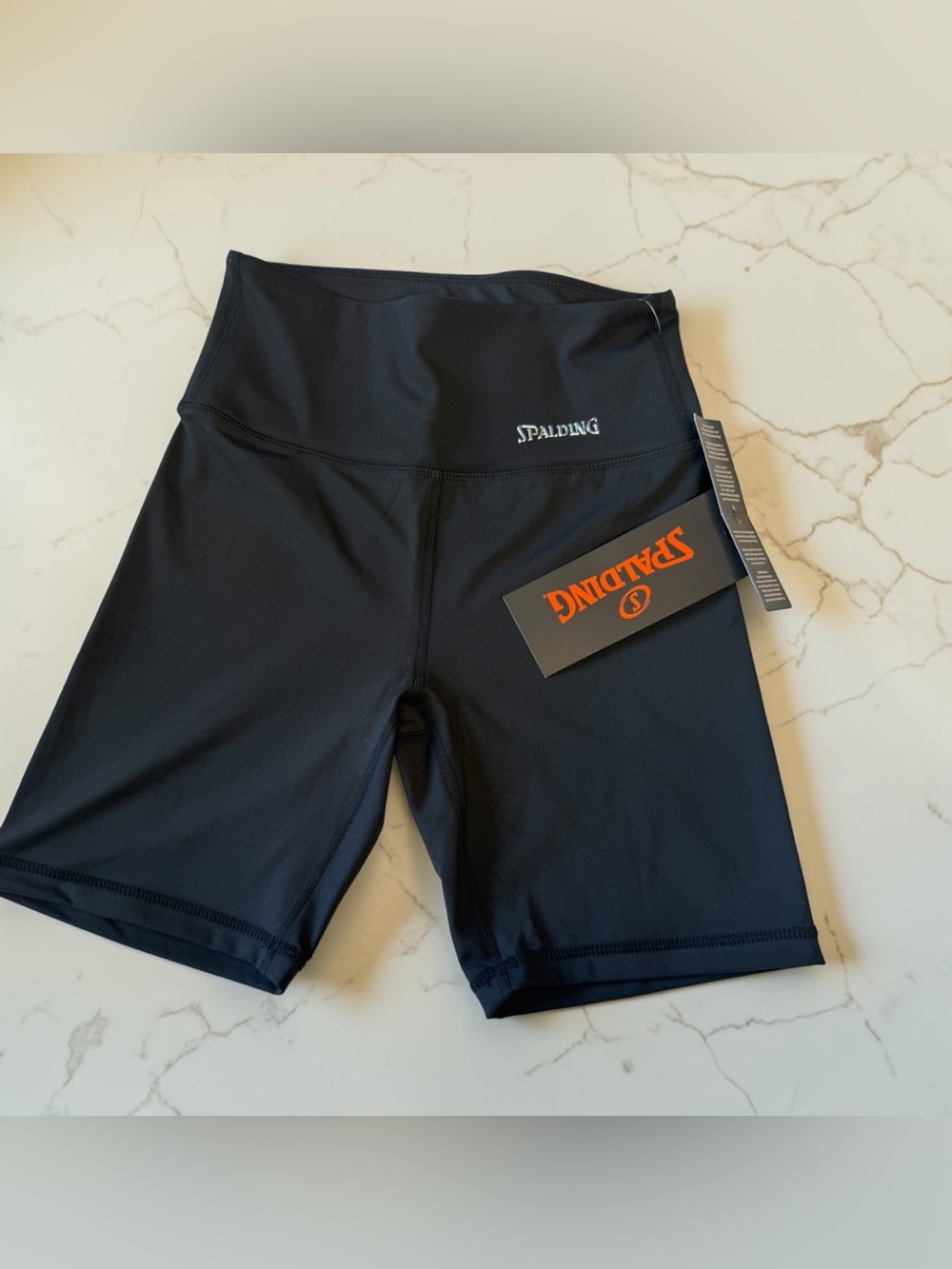 Spalding Black High-Waist Bike Shorts